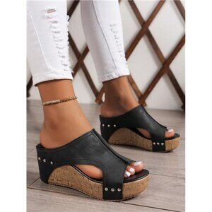 Vintage Peep Toe Peep-Toe Slippers For Women